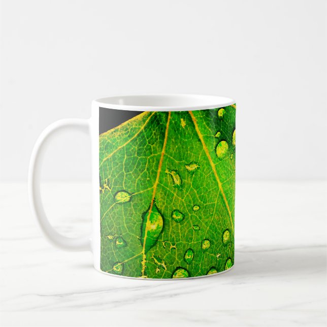 Raindrops on a Leaf Coffee Mug (Left)