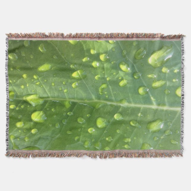 Raindrops on a Leaf Throw Blanket (Front)