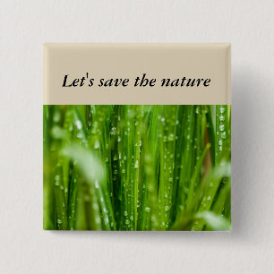 Raindrops on blades of grass 15 cm square badge