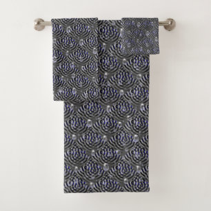 Raindrops on blue grey Metal Bath Towel Set
