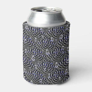 Raindrops on blue grey Metal Can Cooler
