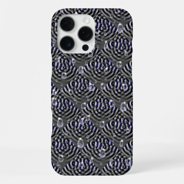 Raindrops on blue grey Metal iPhone Case (Back)