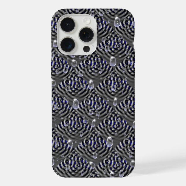 Raindrops on blue grey Metal iPhone Case (Back)