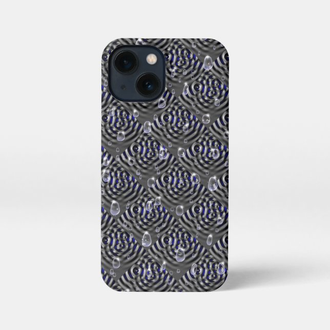 Raindrops on blue grey Metal iPhone Case (Back)