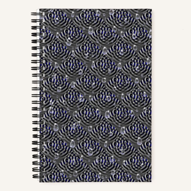 Raindrops on blue grey Metal Notebook (Front)