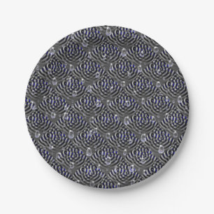 Raindrops on blue grey Metal Paper Plate