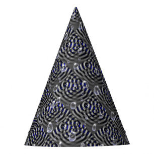 Raindrops on blue grey Metal Party Hat
