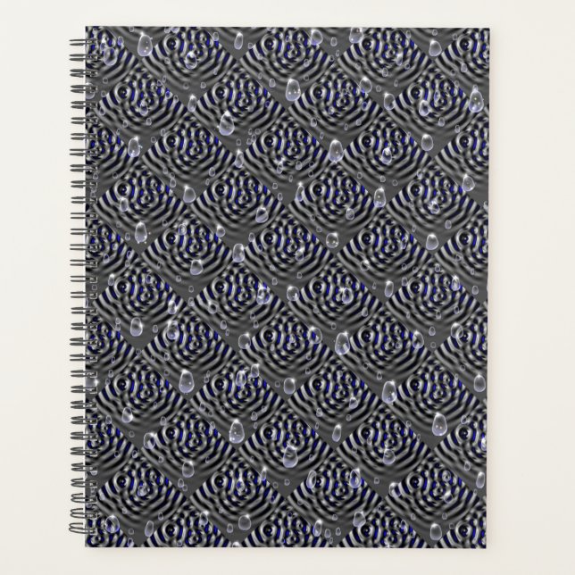 Raindrops on blue grey Metal Planner (Front)