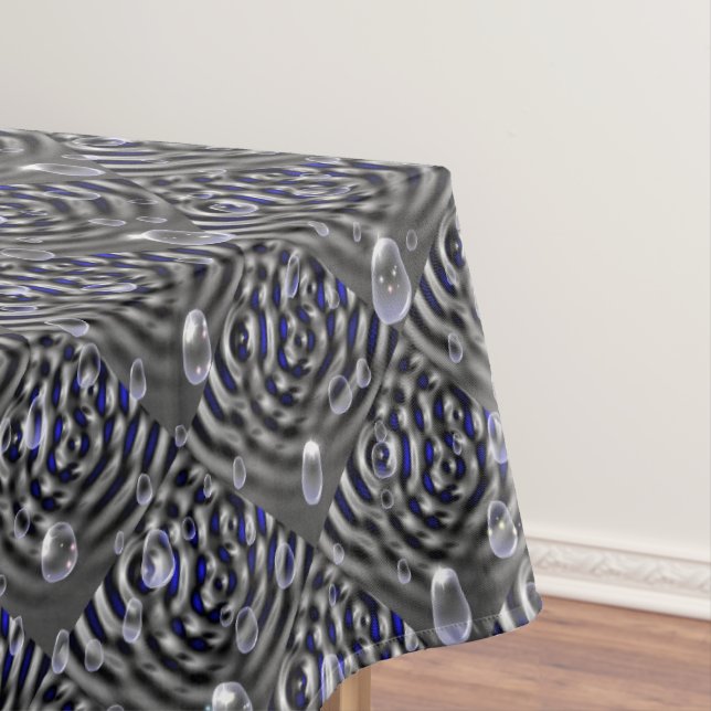 Raindrops on blue grey Metal Tablecloth (In Situ)