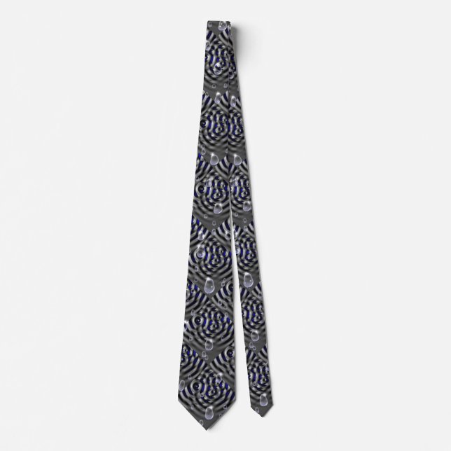 Raindrops on blue grey Metal Tie (Front)