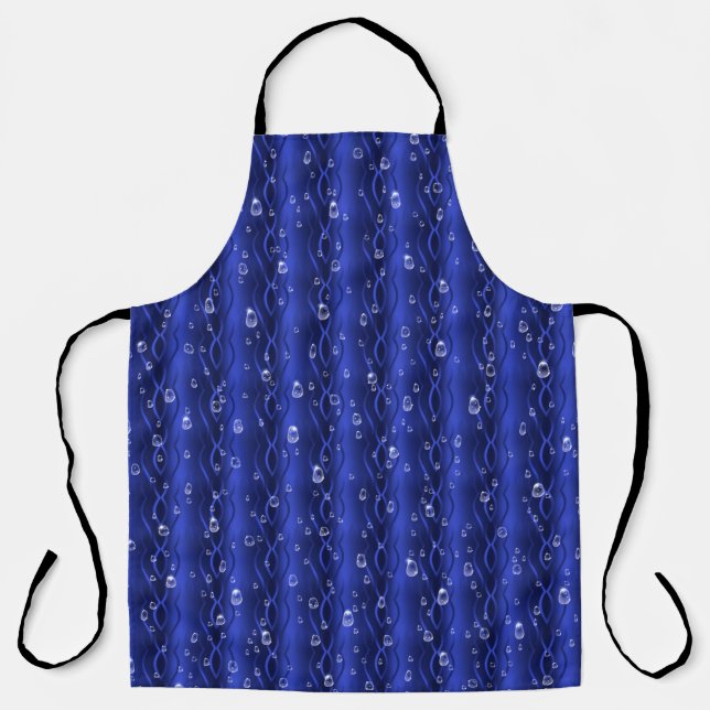 Raindrops on blue Metal Apron (Front)