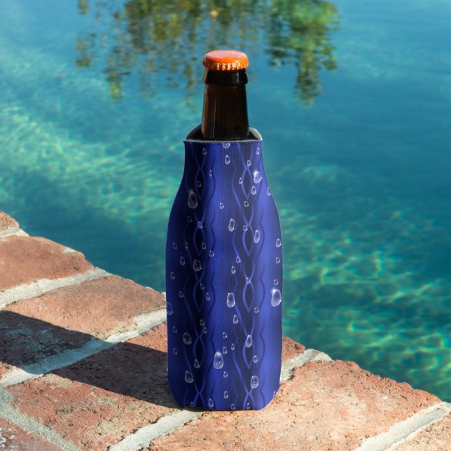 Raindrops on blue Metal Bottle Cooler (In Situ Pool)