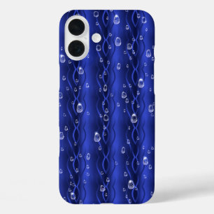 Raindrops on blue Metal iPhone 16 Plus Case