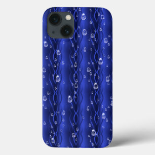 Raindrops on blue Metal iPhone 13 Case