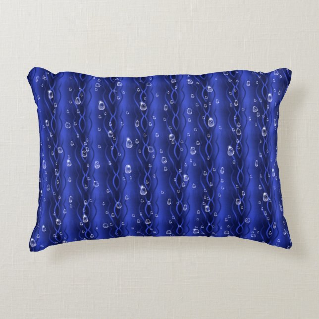 Raindrops on blue Metal Decorative Cushion (Front)
