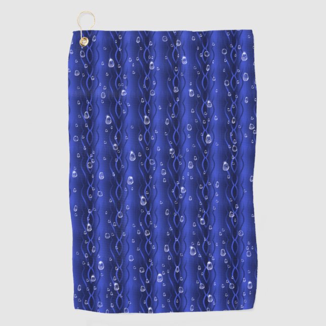 Raindrops on blue Metal Golf Towel (Front)