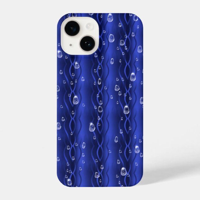 Raindrops on blue Metal iPhone Case (Back)