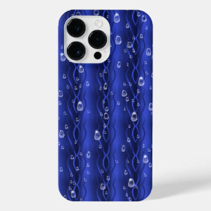 Raindrops on blue Metal iPhone 14 Pro Max Case