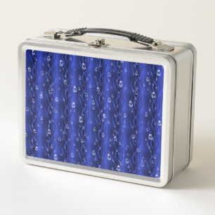 Raindrops on blue Metal Lunch Box