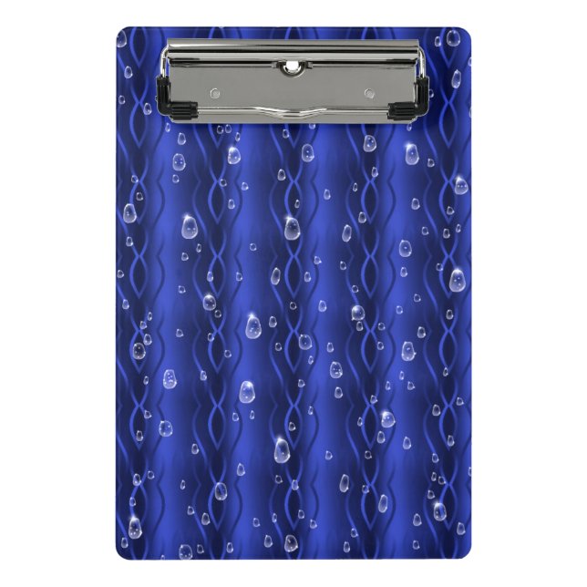 Raindrops on blue Metal Mini Clipboard (Front)