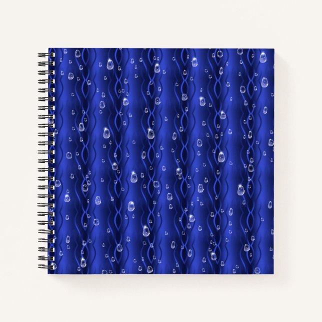 Raindrops on blue Metal Notebook (Front)