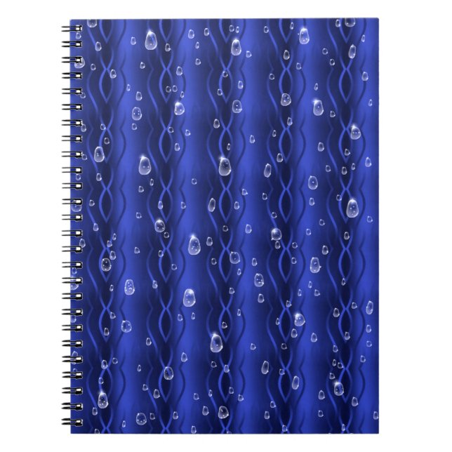 Raindrops on blue Metal Notebook (Front)