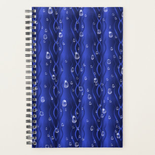 Raindrops on blue Metal Planner