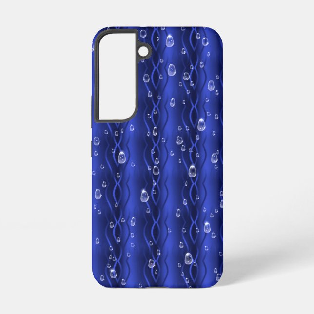 Raindrops on blue Metal Samsung Galaxy S22 Case (Back)