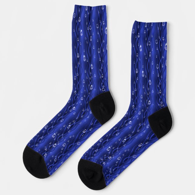 Raindrops on blue Metal Socks (Left)