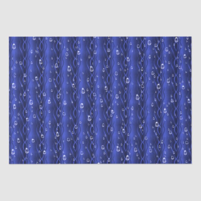 Raindrops on blue Metal Tissue Paper (Front)