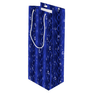 Raindrops on blue Metal Wine Gift Bag