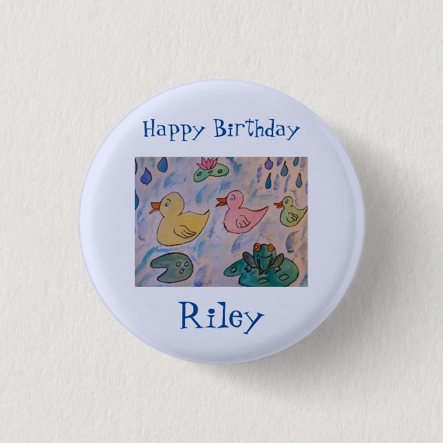 Raindrops on Ducklings Birthday 3 Cm Round Badge (Front)