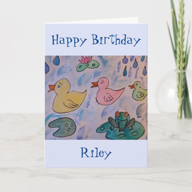 Raindrops on Ducklings Birthday Card (Front)