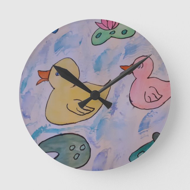 Raindrops on Ducklings Clock (Front)