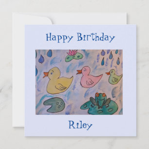 Raindrops on Ducklings Flat Birthday Card