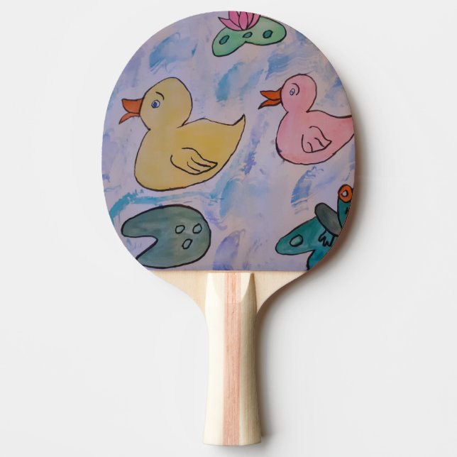 Raindrops on Ducklings Ping Pong Paddle (Front)