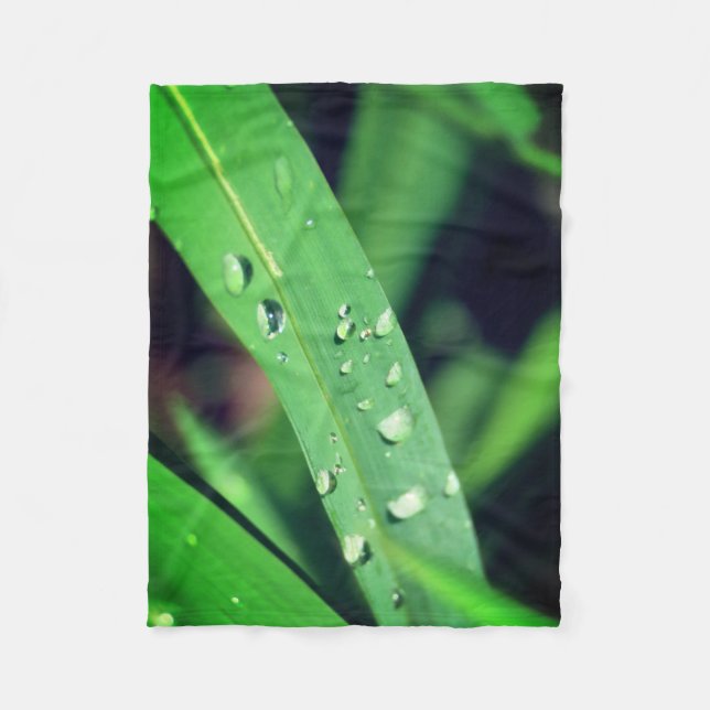 Raindrops on Grass Fleece Blanket (Front)