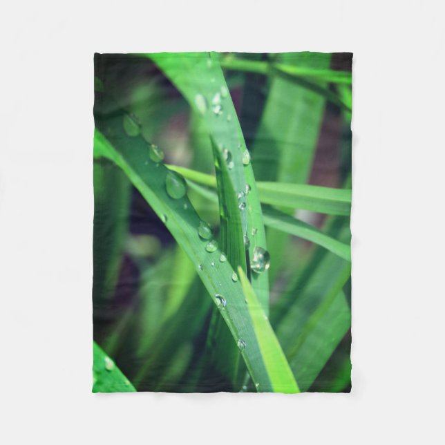 Raindrops on Grass Fleece Blanket (Front)
