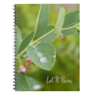 Raindrops on Green Leaves Photo Spiral Notebook