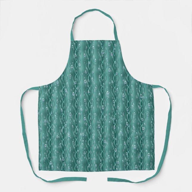 Raindrops on green Metal Apron (Front)