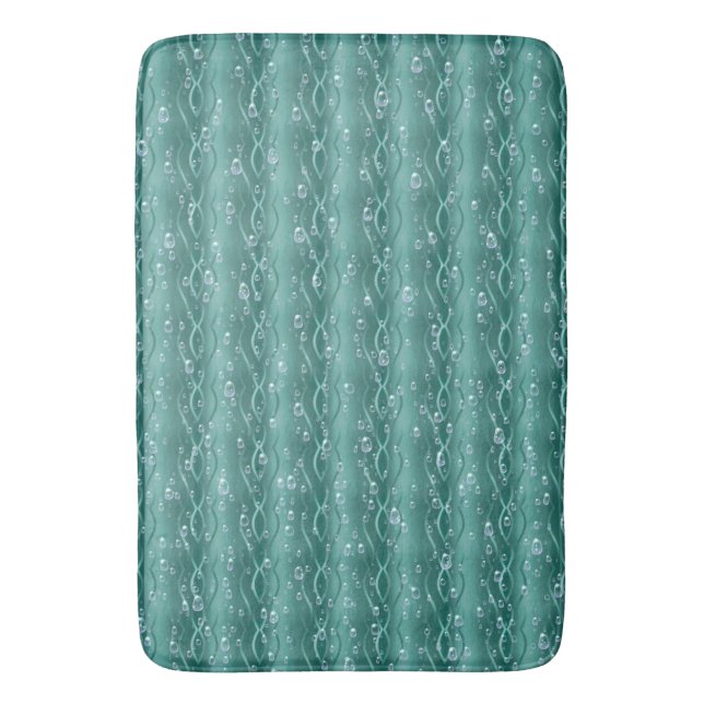 Raindrops on green Metal Bath Mat (Front Vertical)