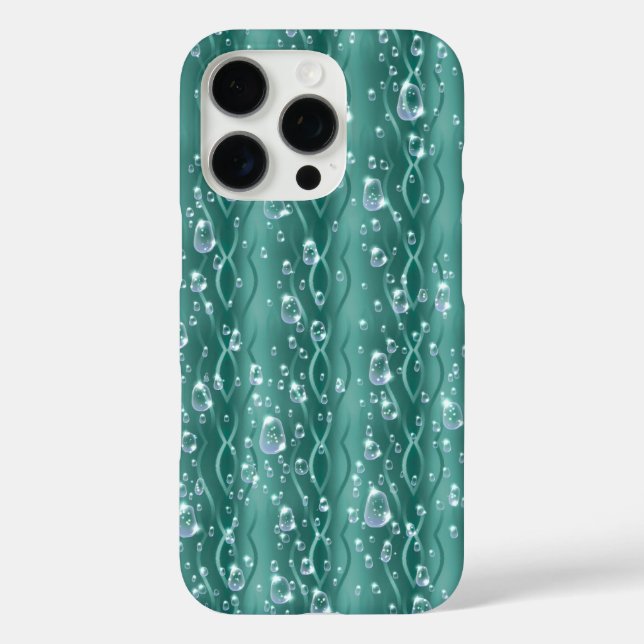 Raindrops on Green Metal Case-Mate iPhone Case (Back)