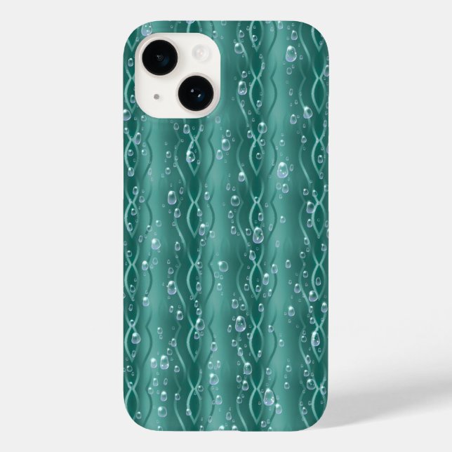 Raindrops on green Metal Case-Mate iPhone Case (Back)