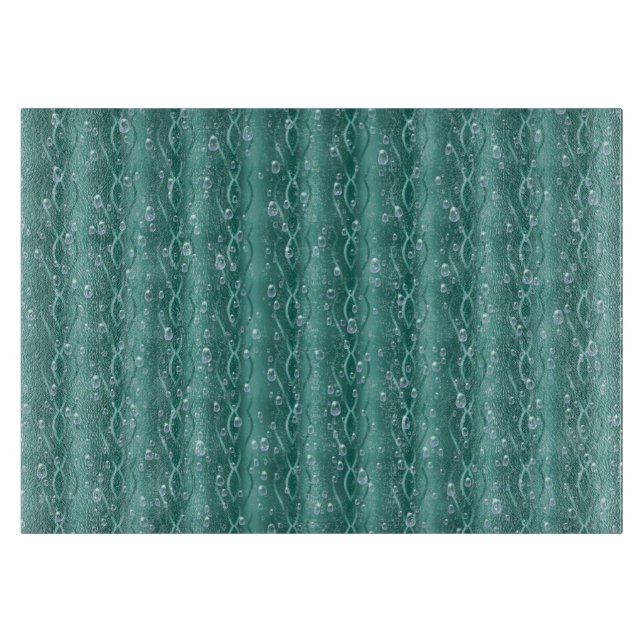 Raindrops on green Metal Cutting Board (Front)