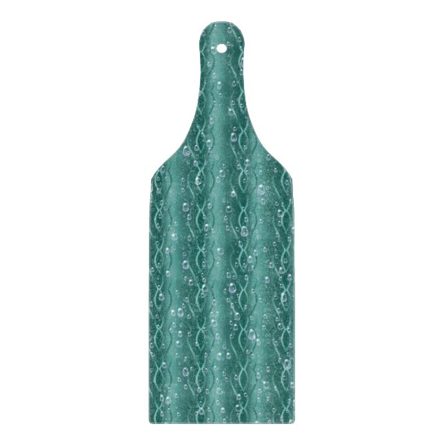 Raindrops on green Metal Cutting Board (Front)