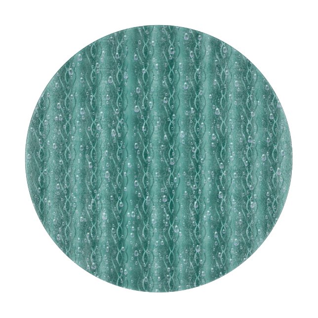Raindrops on green Metal Cutting Board (Front)