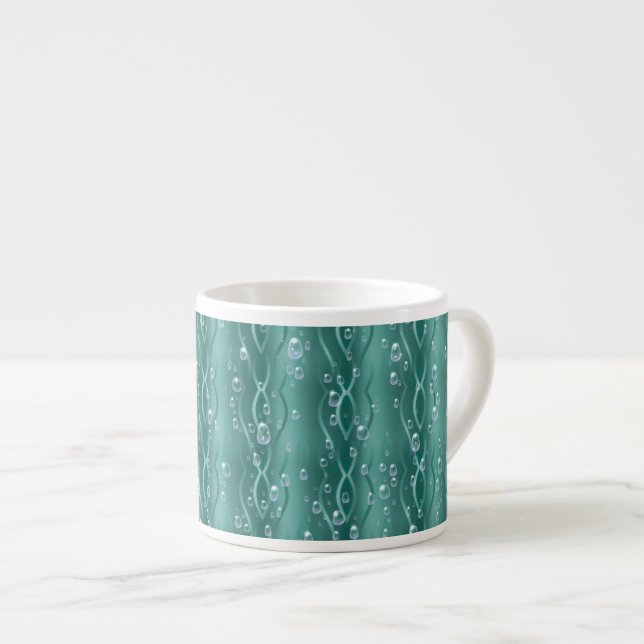 Raindrops on green Metal Espresso Cup (Front Right)