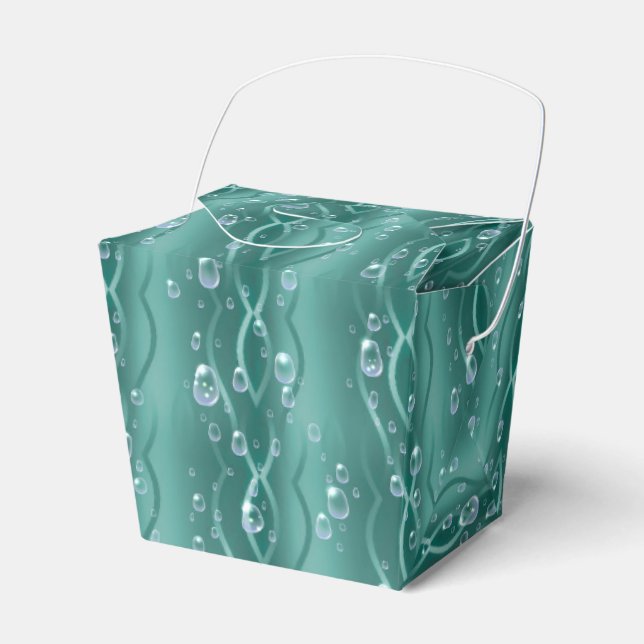 Raindrops on green Metal Favour Box (Front Side)
