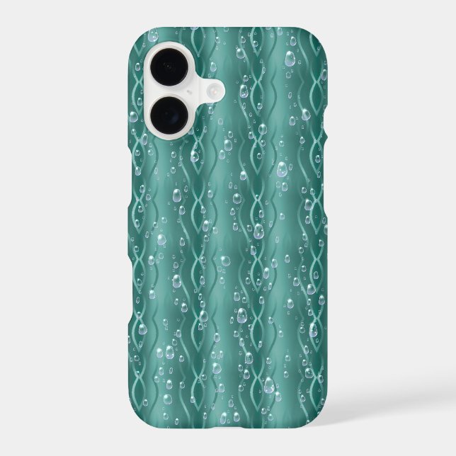 Raindrops on green Metal iPhone Case (Back)