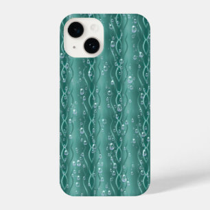 Raindrops on green Metal iPhone 14 Case